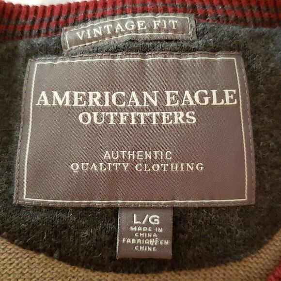Very Nice American Eagle Vintage Fit Striped Sweater Sz L - Picture 3 of 6